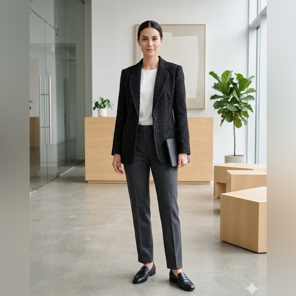 Per Se Jackets & Blazers - 🔴 PER SÉ Vintage Black Tweed Bouclé Blazer Jacket Wool Blend Made in USA Size S